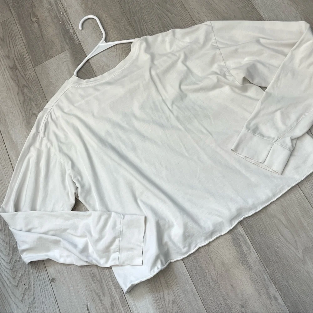 Brandy Melville Tshirt new york long sleeve crop oversized womens White one size - Picture 4 of 7